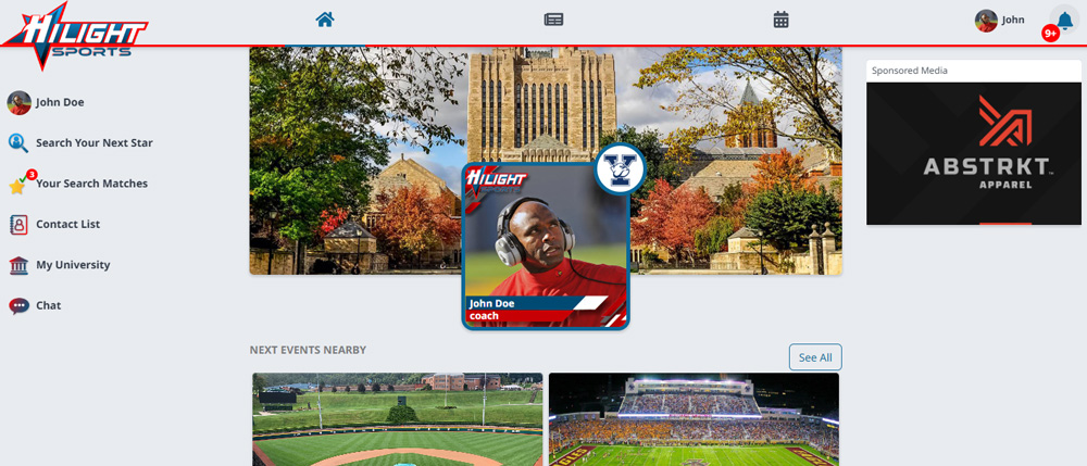 Student athlete reviewing their profile on a tablet